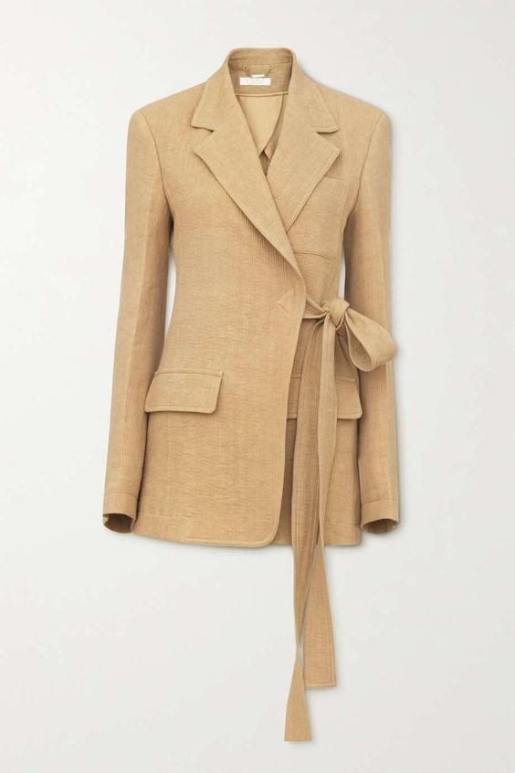 Blazer en lin recyclé beige — Etikashion, mode éco-responsable
