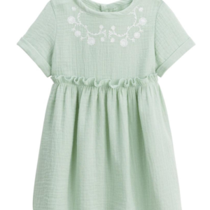 Robe enfant vert en gaze de coton — Etikashion, mode éco-responsable