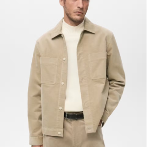 Surchemise velours côtelé poches sable — Etikashion, mode éco-responsable