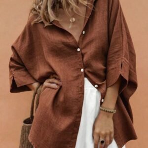 Chemise oversize en lin naturel — Etikashion, mode éco-responsable
