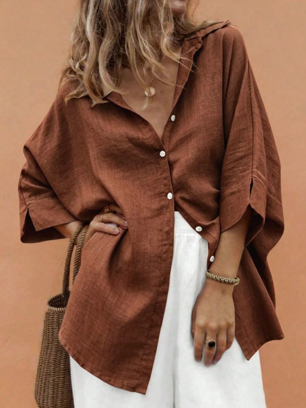 Chemise oversize en lin naturel — Etikashion, mode éco-responsable