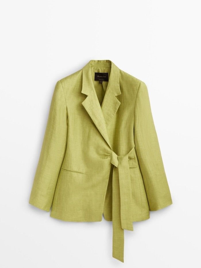 Blazer croisé en lin vert olive — Etikashion, mode éco-responsable